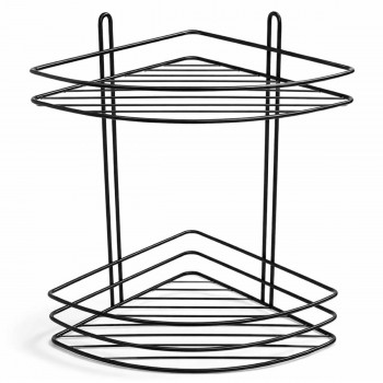 Полка угловая двухъярусная для ванной HYDRO-S 200х200х310 мм, нержавеющая сталь, черная