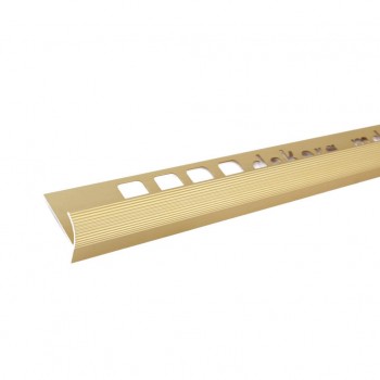 Профиль для ступеней алюминиевый Dekora R10 10х10 мм, золотой матовый, 2,5 м (для плитки 10 мм)