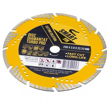 Disc diamantat Smart Fix Turbo Pro 230x3.0x22.23 mm pentru beton, cărămidă, gresie și granit
