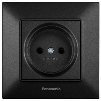 Priză Panasonic Arkedia Slim fără împământare, 16A, neagră, IP20, 85x85x35 mm WNTC02012BL