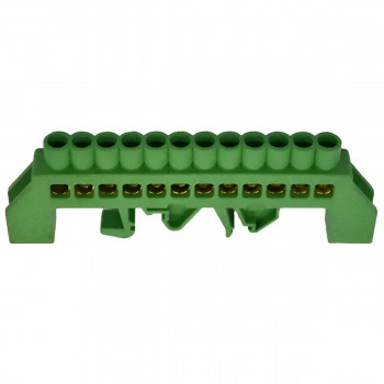 Șină zero izolată KASAN pe DIN-35, 6x9 mm, 12P, verde