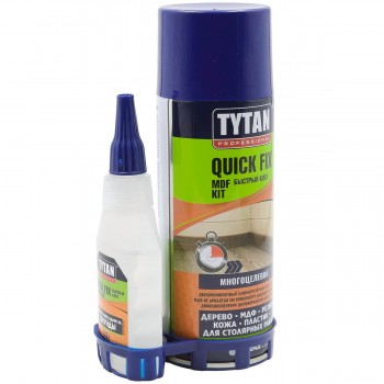 Двухкомпонентный цианакрилатный клей для МДФ TYTAN Professional Quick Fix MDF KIT 400 мл активатор + 100 г гель