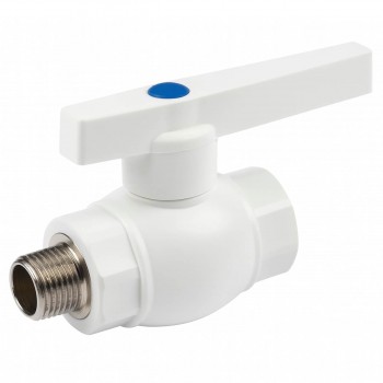Robinet cu bilă din polipropilenă MPN 20 mm x 1/2 Filet extern, alb