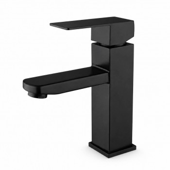Baterie pentru lavoar MAT|ECO Inox Cubo monocomandă, din oțel inoxidabil, negru mat