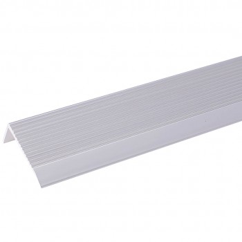 Prag din aluminiu pentru trepte P5 Dekora striat, Silver Matt, 33.2x15 mm, 0.9 m, unghiular
