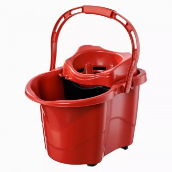 Găleată pentru spălat podele Planet UP610, 20 L, din plastic, cu storcător și roți, roșie