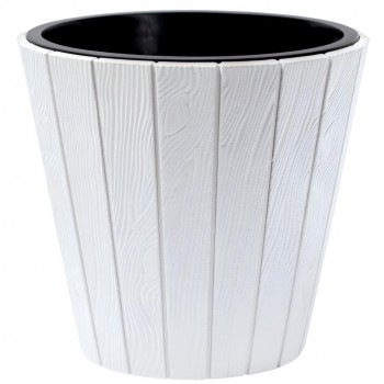 Горшок для цветов Prosperplast Woode DBWO400-S449, 18/29 л, 393х370 мм, пластиковый, белый