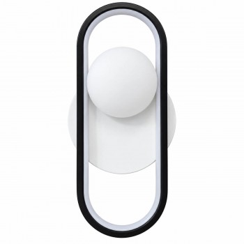 Aplică de perete cu ramă ovală și abajur rotund, alb-negru, 127-017-400 WH+BK
