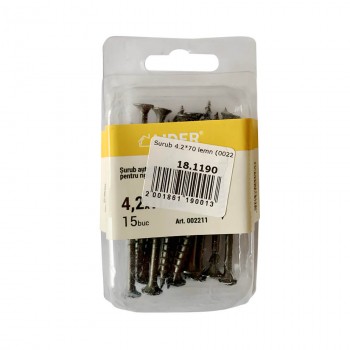 Șurub pentru lemn și gips-carton Lider 4.2x70 mm 15 bucăți (Art. 002211)
