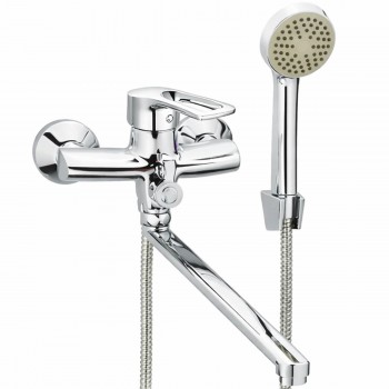 Смеситель для ванны Zerix JXD-6-181 настенный, однорычажный, длинный излив 320 мм, хром, картридж 40 мм