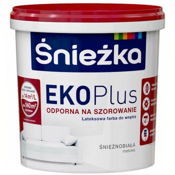 Краска водоэмульсионная латексная моющаяся Sniezka EKO Plus белая, матовая, для стен и потолков 3 л