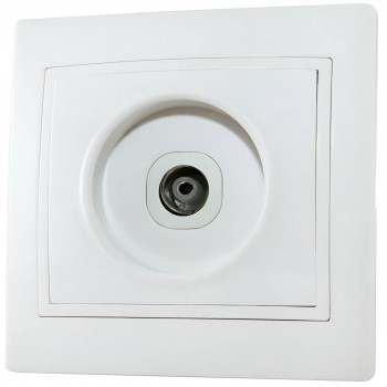 Priză TV 1000kW LUNA albă, montaj încastrat, mufă F KW-0206-0413