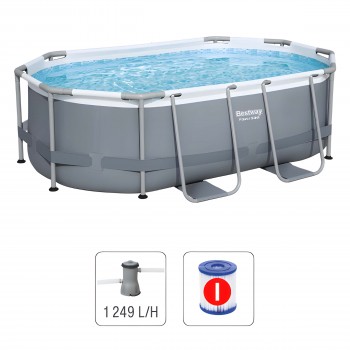 Бассейн каркасный овальный Bestway Power Steel Oval 305х200х84 см, 3668 л, оцинкованный каркас