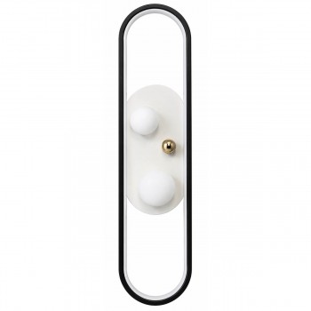 Aplică de perete 127-018-600 WH+BK, cu 2 globuri albe, alb-negru
