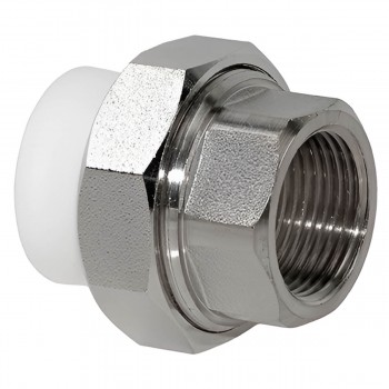 Racord olandez din polipropilenă 40 mm, 1 1/4 filet intern (mama), alb