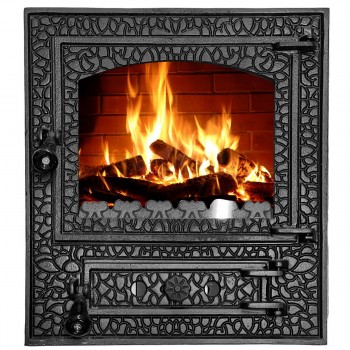 Дверца чугунная для печи со стеклом Rustic средняя 500 х 450 мм