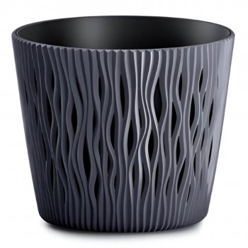 Горшок для цветов Prosperplast Sandy Round DSR160-S433, 16x13,8 см, 1,7 л, антрацит