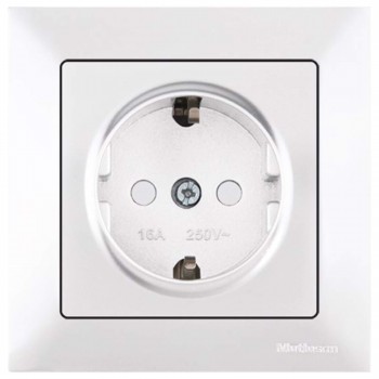 Priză cu împământare, cu protecție pentru copii Mutlusan Candela alb 2125 605 0201