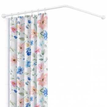 Карниз угловой для шторки в душ 90х90 см, белый, из нержавеющей стали, с комплектом креплений