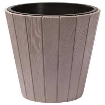 Горшок для цветов Prosperplast Woode DBWO400-7529U, 18/29 л, 393х370 мм, пластиковый, цвет мокко