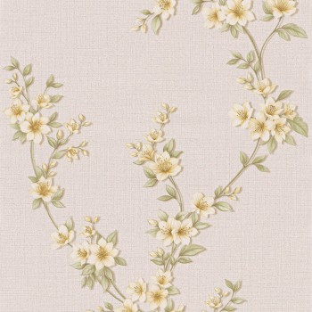 Tapet duplex din hârtie Bryanskie Oboi Vica 07, bej, model floral vegetal, 0,53x10 m