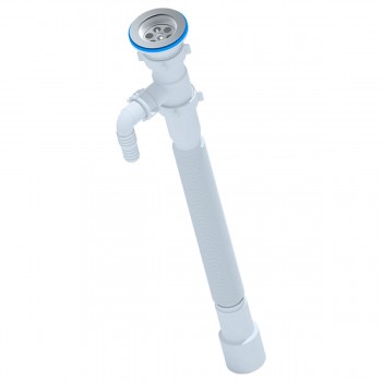 Sifon gofrat prelungit pentru chiuvetă ANIPLAST G118, 1 ½″, d.40-50 mm, 605-1435 mm, racord pentru mașină de spălat