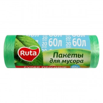 Мешки для мусора Ruta 60 л, 20 шт., зелёные
