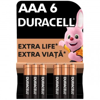 Baterii alcaline Duracell AAA LR03 MN2400 1.5 V Alkaline Basic, 6 buc