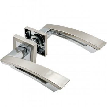 Ручка дверная межкомнатная MPN SN/CP сатин никель/хром, квадратная розетка SKT-L478