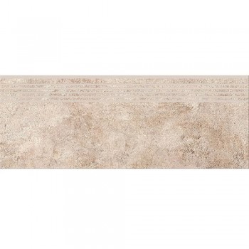 Керамогранитная ступень для лестницы Cersanit Lukas Beige Steptread 298х598 мм, бежевая, матовая, морозостойкая