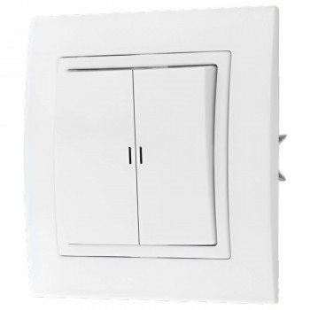 Întrerupător cu două butoane Bylectrica УЮТ cu indicator, instalare ascunsă, alb C5 10-867E