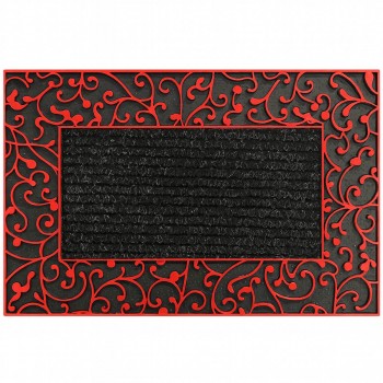 Коврик придверный Rotaru Inter NATURAL 45х70 см, резиновый с ворсовой вставкой, красный
