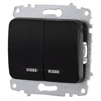 Intrerupător cu două butoane cu iluminare ELBI Jazz negru mat 607-014800-203