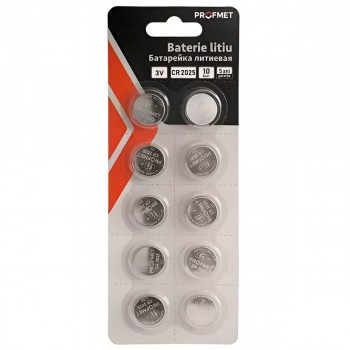 Батарейка литиевая Profmet CR2025 3 В, набор 10 шт