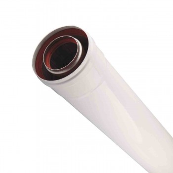 Țeavă coaxială 60/100 mm pentru centrală termică pe gaz, lungime 1 m (prelungitor pentru coșul de fum)