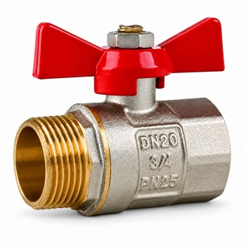Robinet cu bilă BASE 1" FI x 1" FE, din alamă, mâner fluture, 30 bar (art. 0402606)