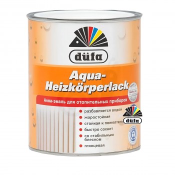 Эмаль для радиаторов Düfa Aqua-Heizkörperlack 0,75 л, белая глянцевая, акриловая, термостойкая до +120°C