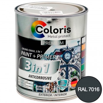 Грунт-эмаль антикоррозионная Coloris Premium 3 в 1, антрацит RAL7016, 0.9 л