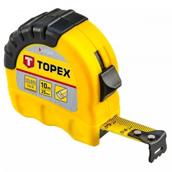 Ruletă TOPEX 27C310, bandă de oțel 10 m x 25 mm, cu blocator și clemă