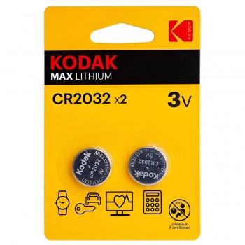 Батарейки Kodak CR2032 литиевые 3 В, 2 шт