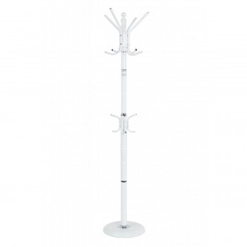 Cuier de podea din metal, alb, cu bază din piatră MLS514-1