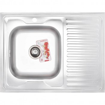 Chiuvetă de bucătărie Flow Z8060L-06-160E 800x600x160 mm, din oțel inoxidabil, 0,6 mm
