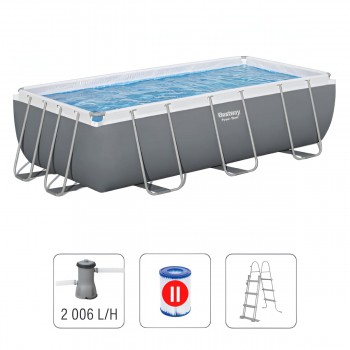 Бассейн каркасный Bestway Power Steel 404х201х100 см, 6478 л, оцинкованный стальной каркас, комплект фильтр-насос+лестница