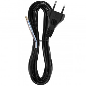Cablu cu fișă negru ELMOS 2 x 0.75 mm2, 3 m