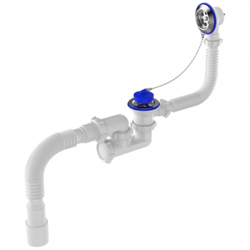 Sifon pentru cadă 1 1/2"x40 reglabil cu grilă metalică cu revărsare 40x40/50 Aquant V255-25-MR